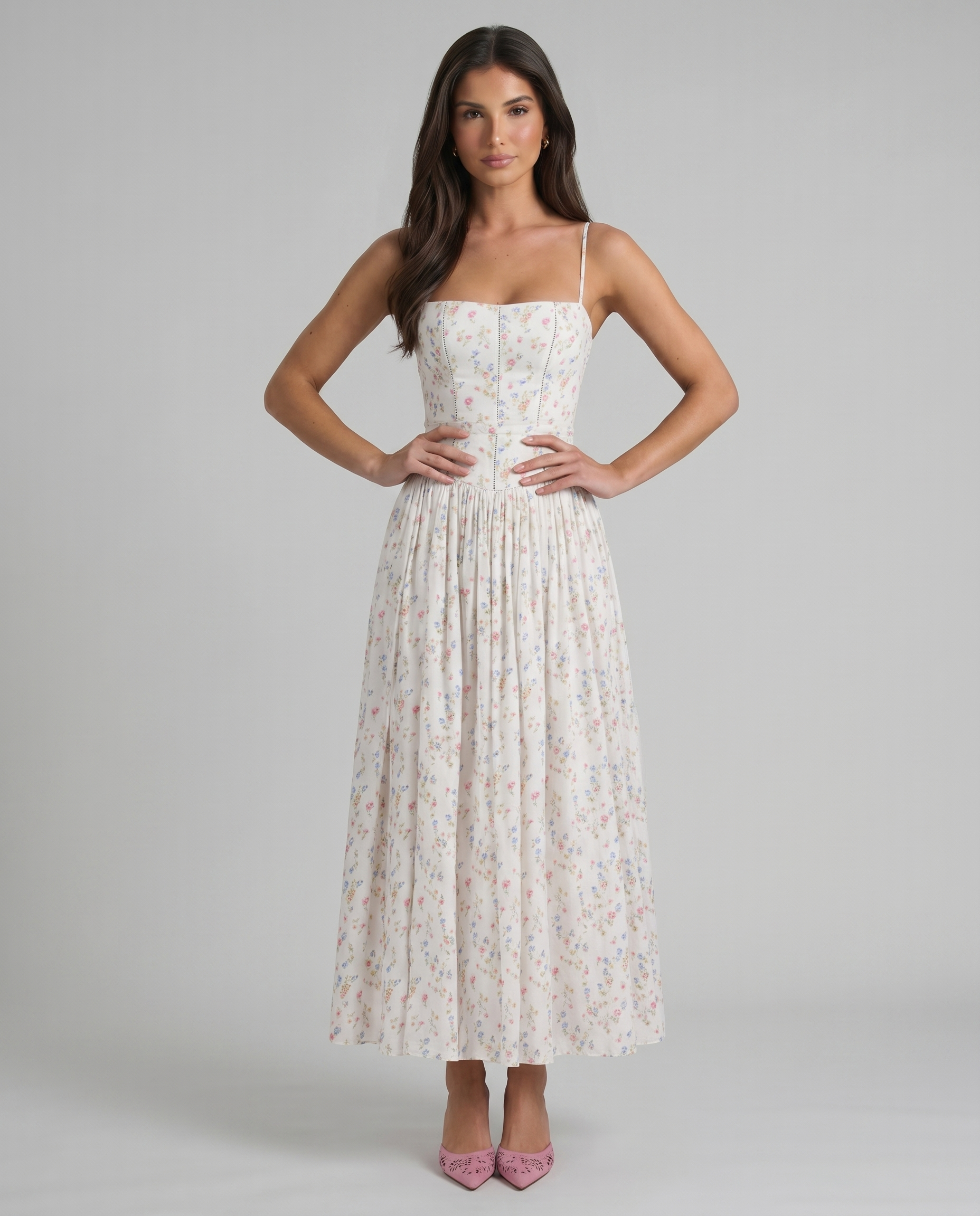 Cielle Midi Dress – Beige