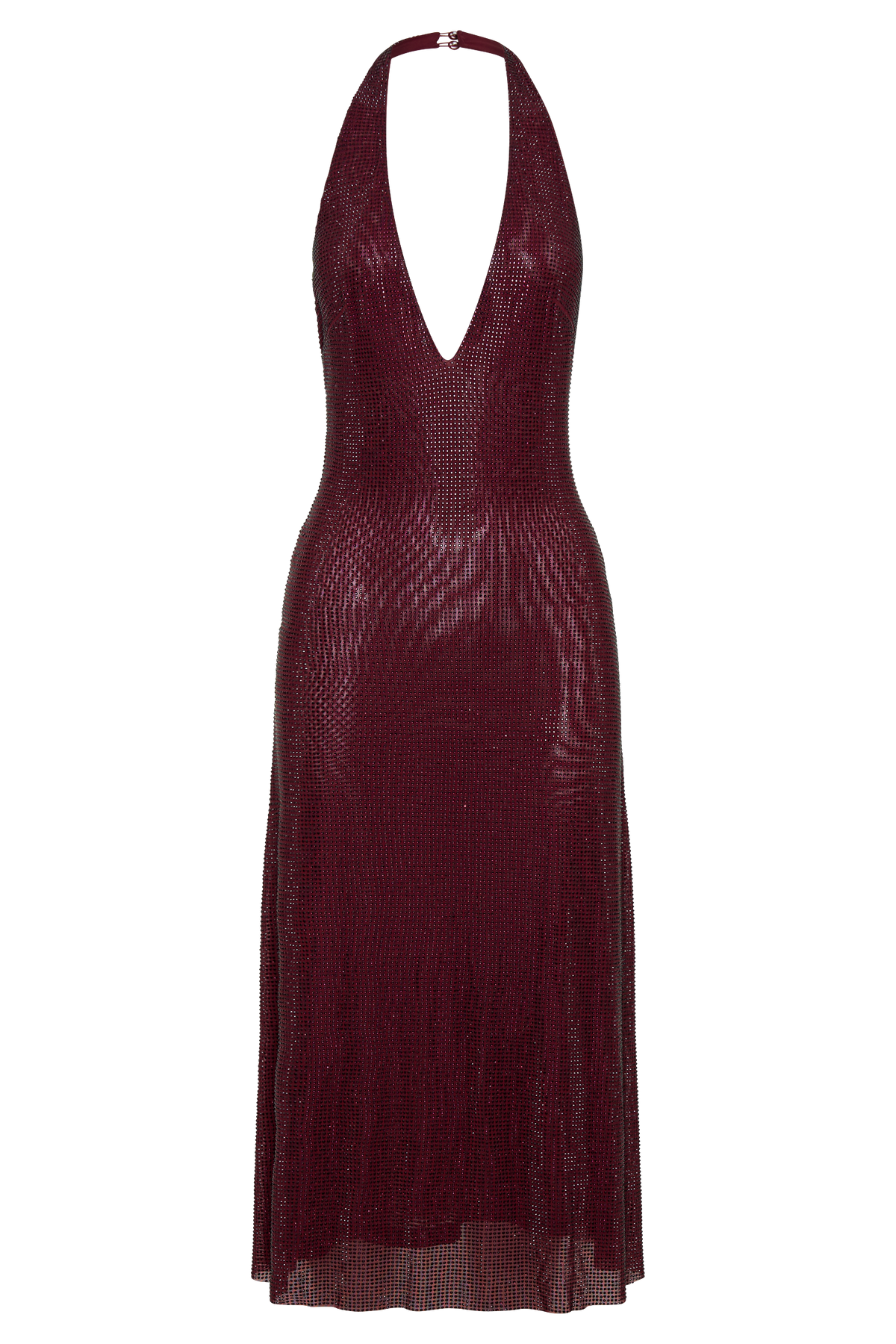 Harlow Diamante Midi Dress – Burgundy