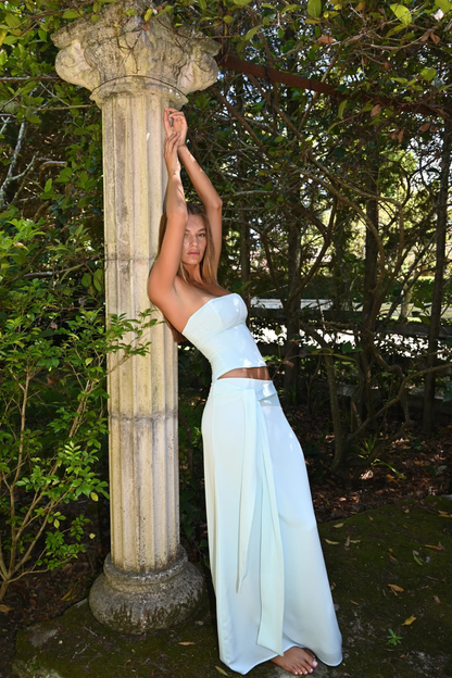 Women's blue pippa skirt set, detail view