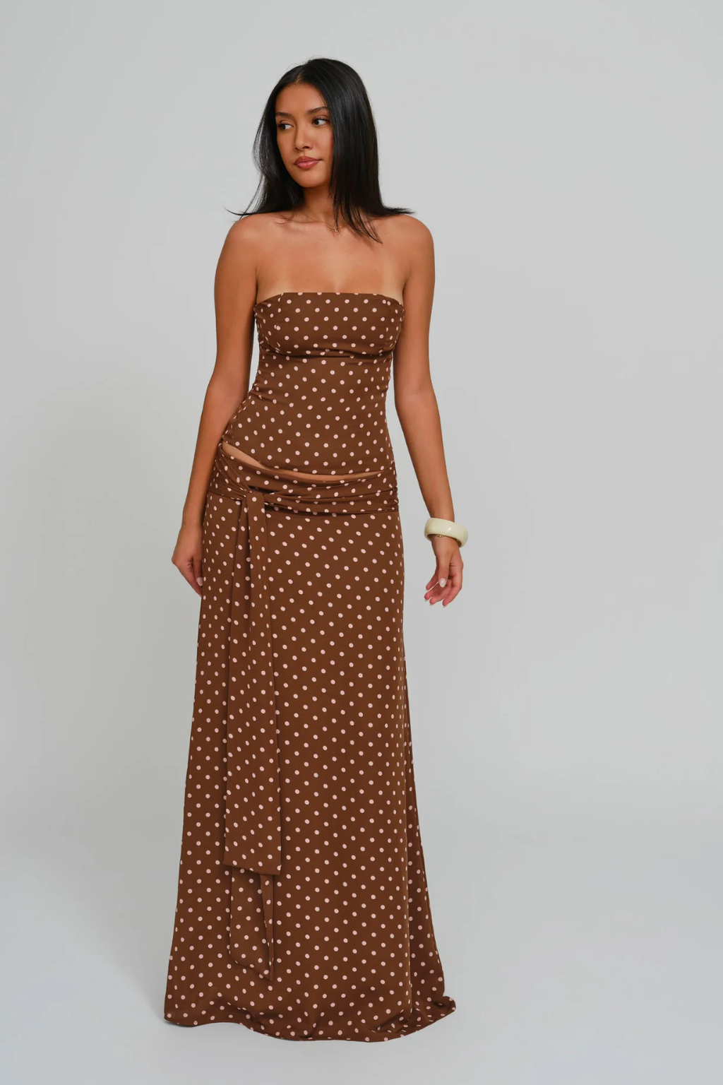 Women's brown pippa skirt set, side view