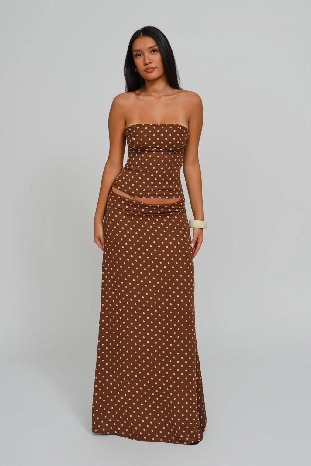 Women's brown pippa skirt set, front view