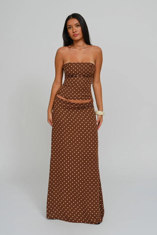 Women's brown pippa skirt set, front view
