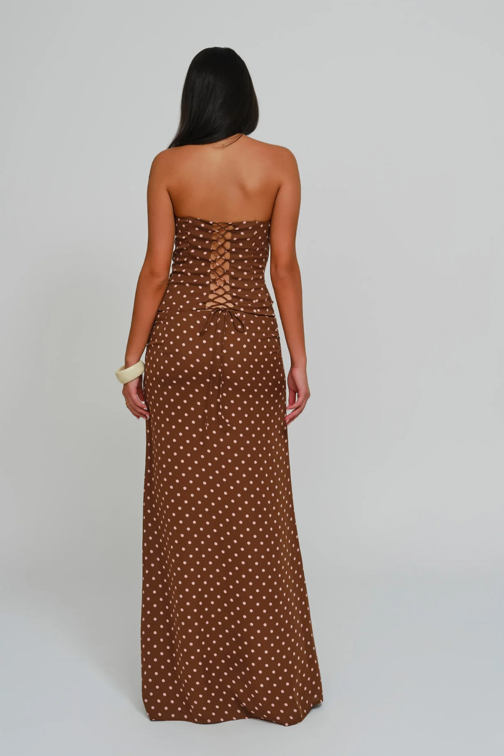 Women's brown pippa skirt set, back view