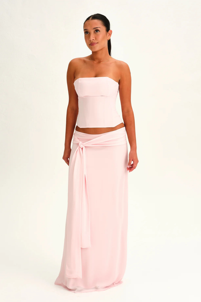 Women's pink pippa skirt set, front view