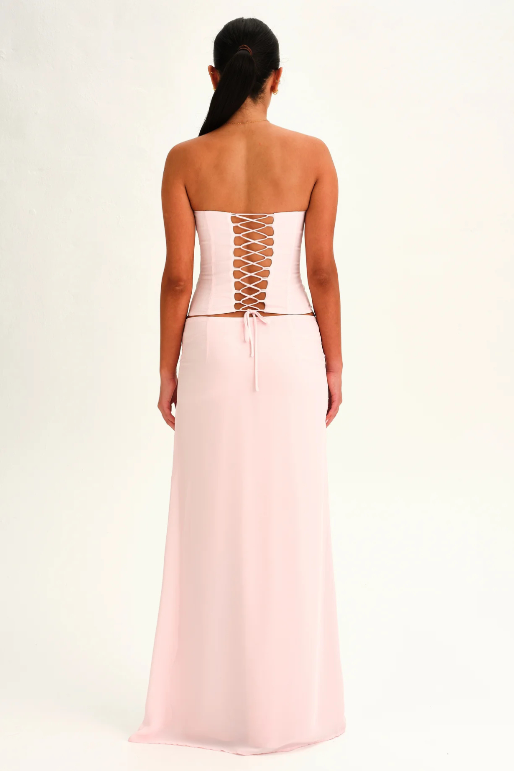 Women's pink pippa skirt set, back view