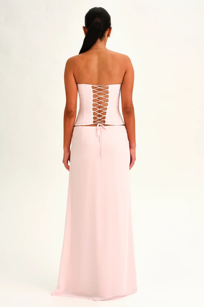 Women's pink pippa skirt set, back view