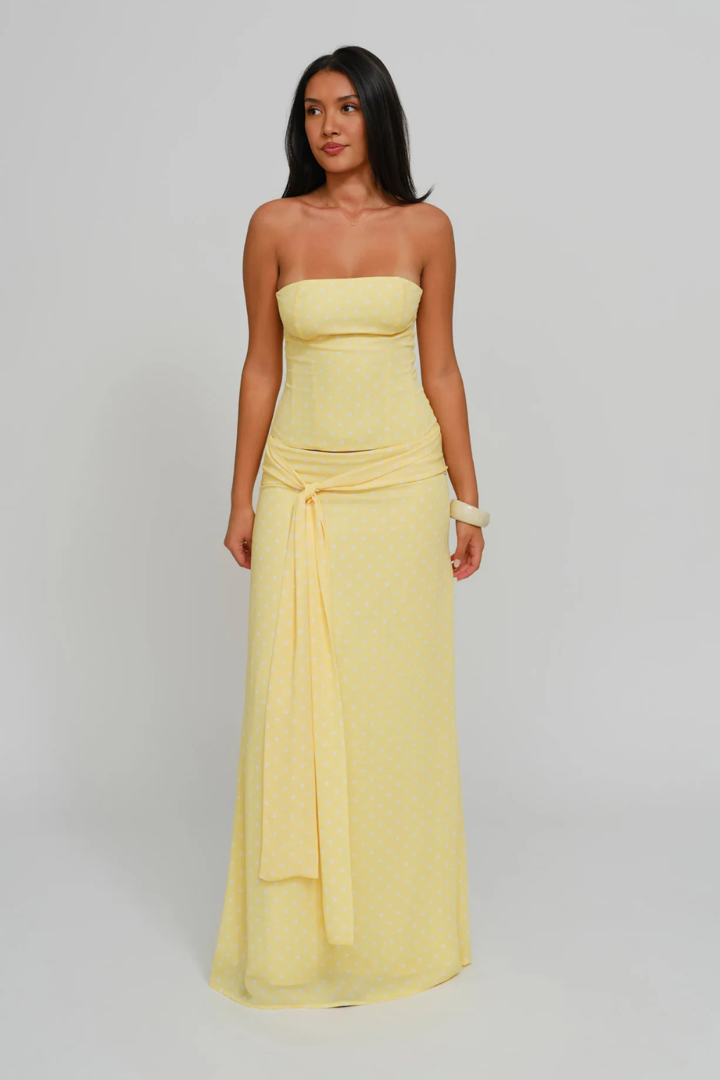 Women's yellow pippa skirt set, front view