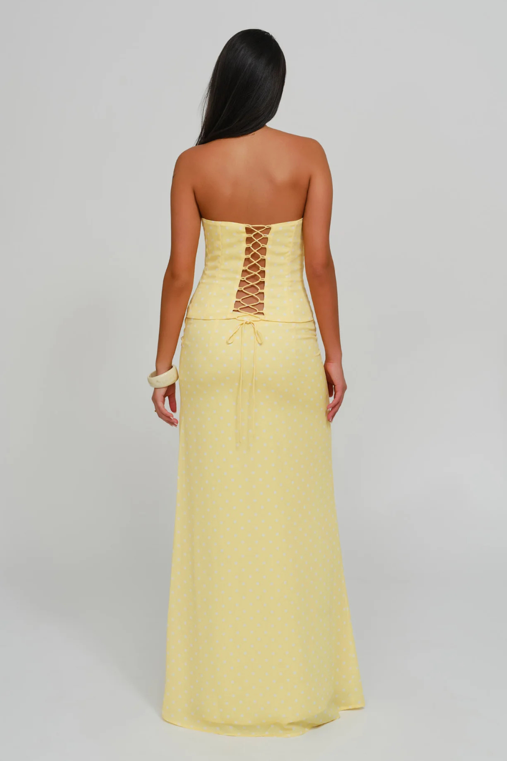Women's yellow pippa skirt set, back view