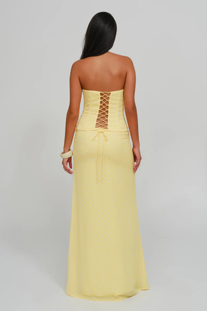 Women's yellow pippa skirt set, back view