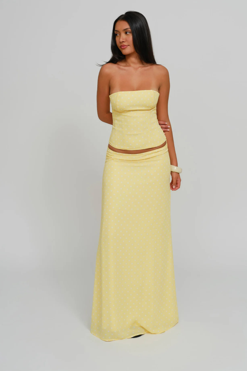 Women's yellow pippa skirt set, side view