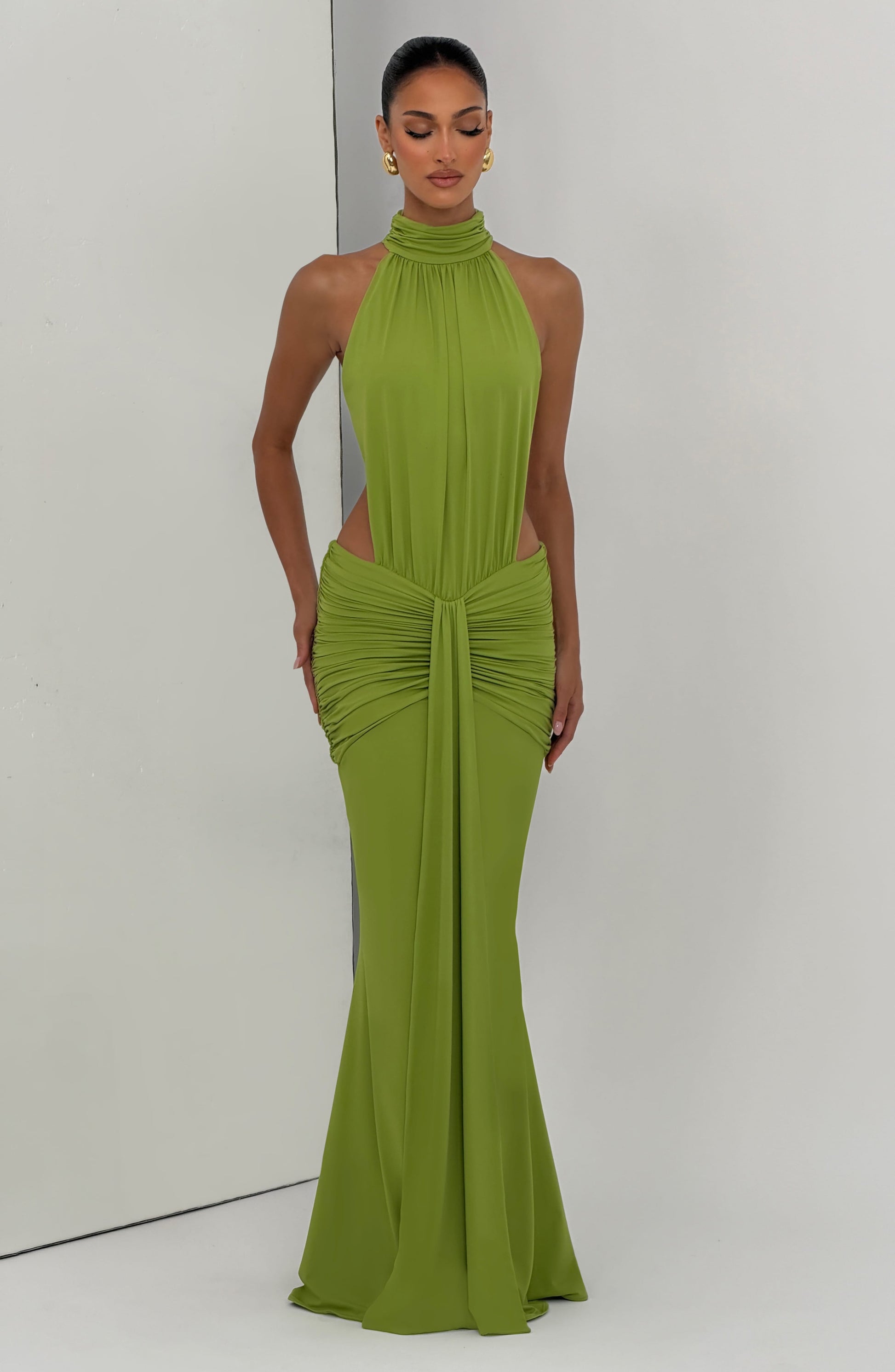 Women's green nova cutout maxi dress, view 8
