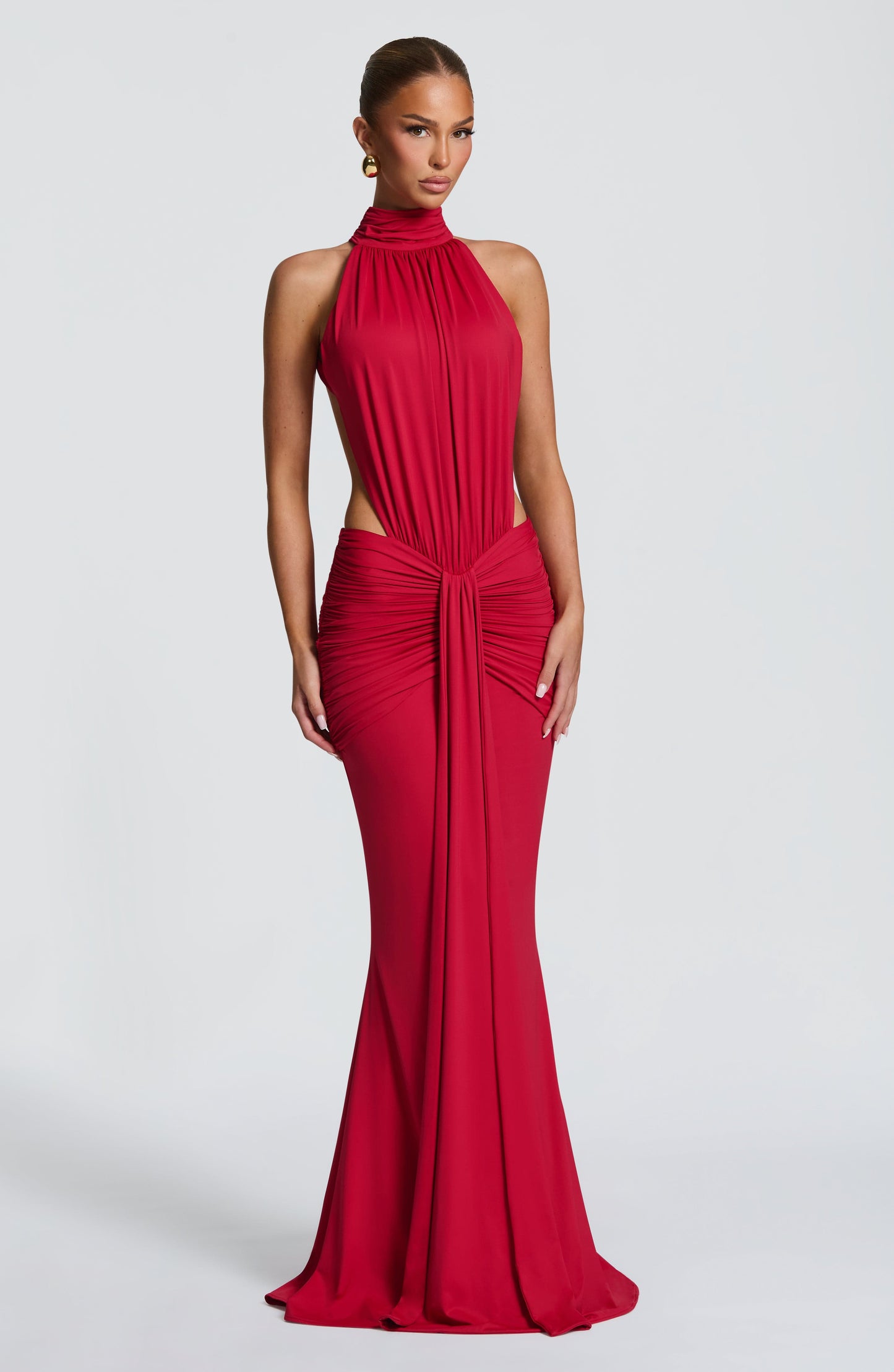 Women's red nova cutout maxi dress, view 10