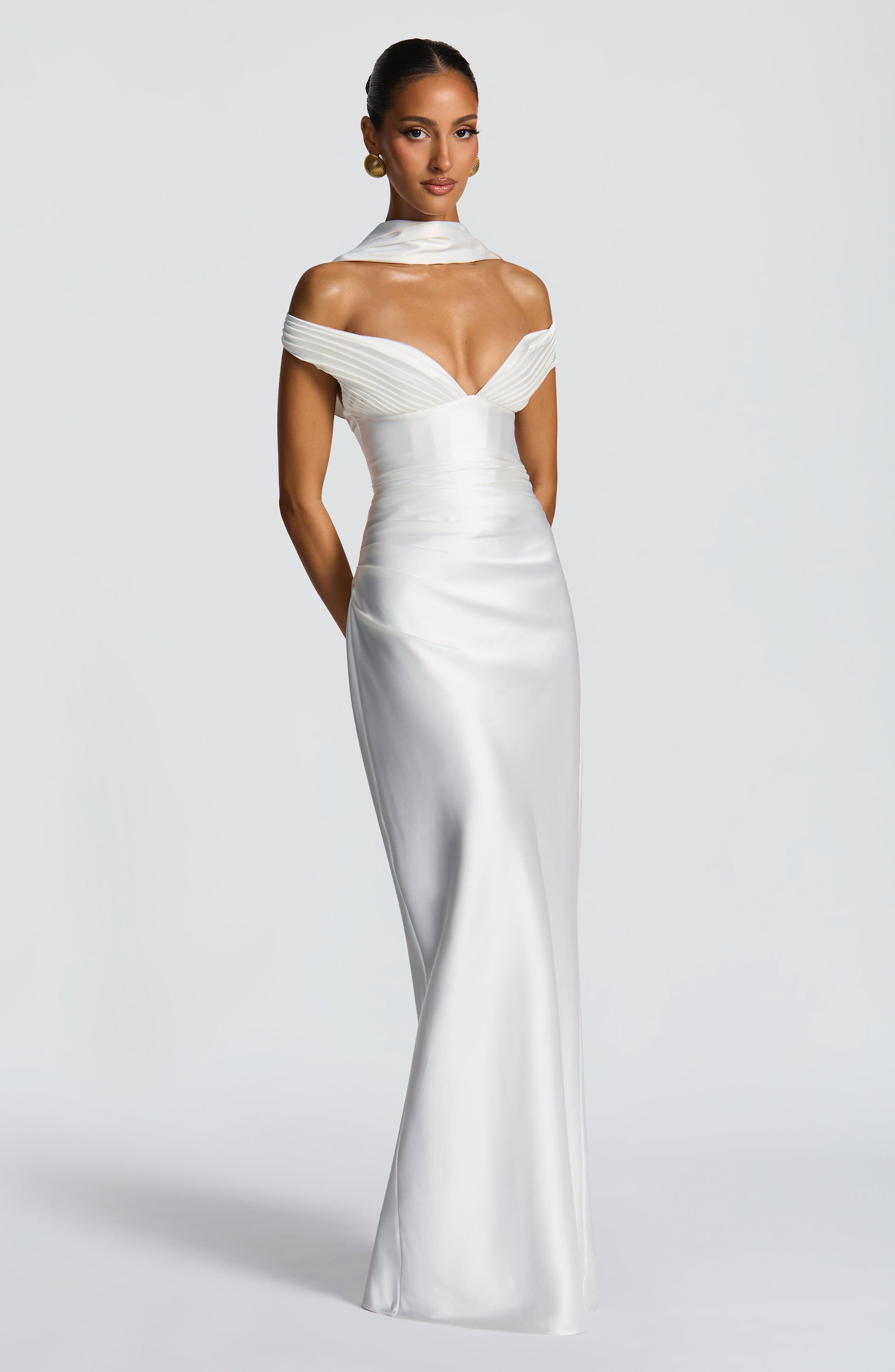 Women's ivory eloise pleated maxi dress, view 10