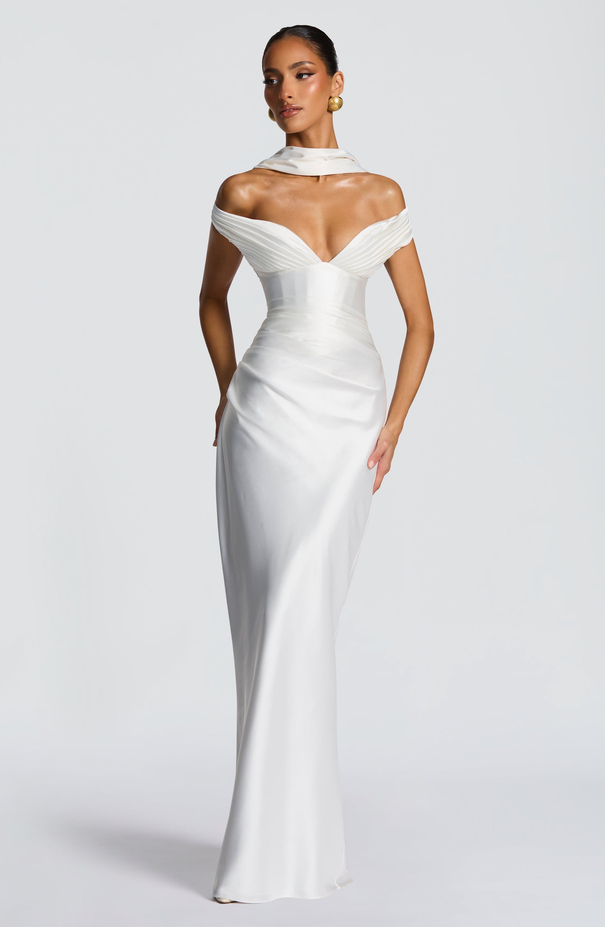Women's ivory eloise pleated maxi dress, view 12