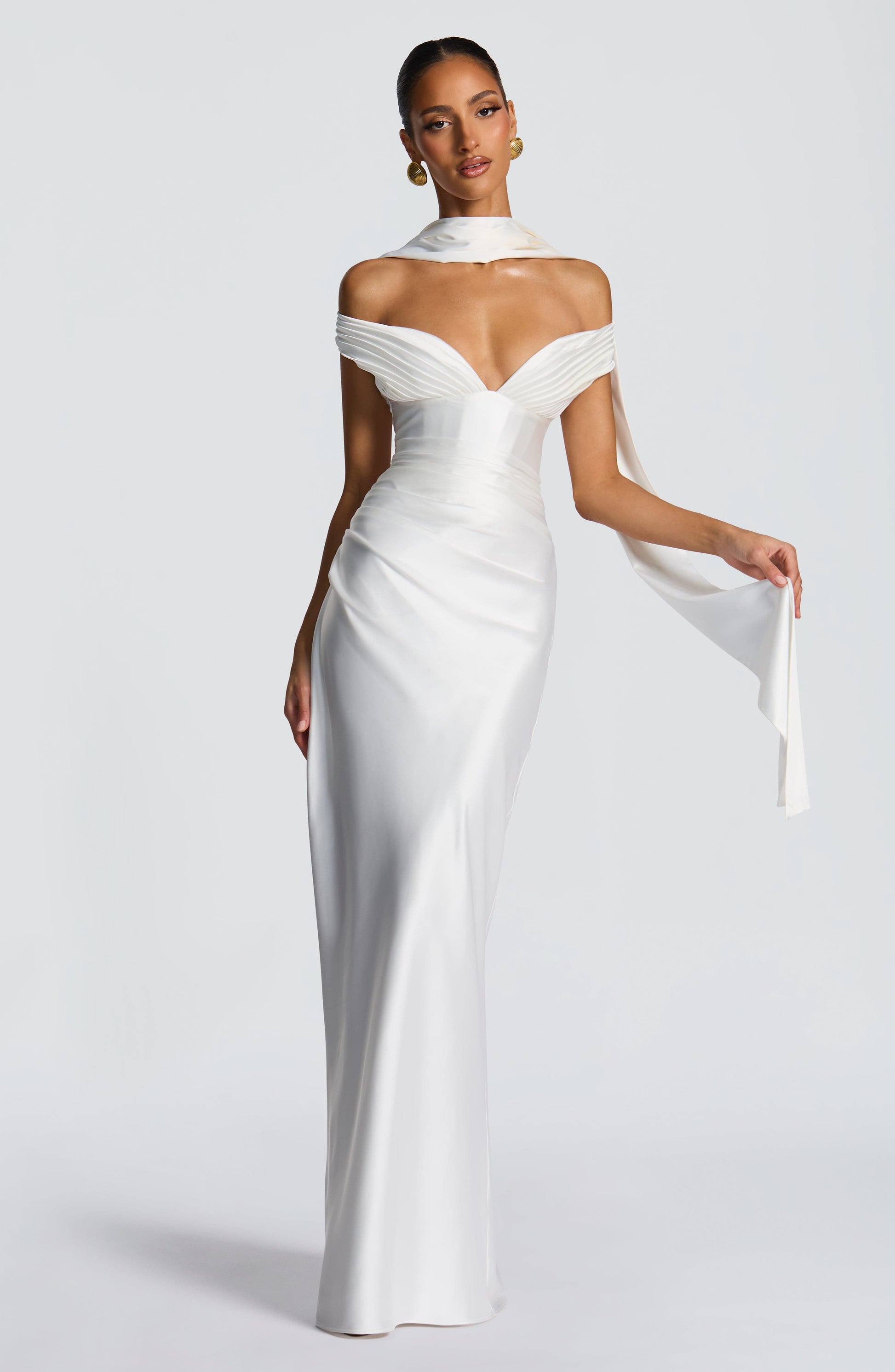 Women's ivory eloise pleated maxi dress, view 13