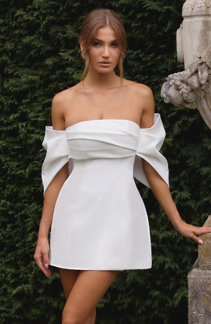 Women's ivory odette strapless mini dress, front view
