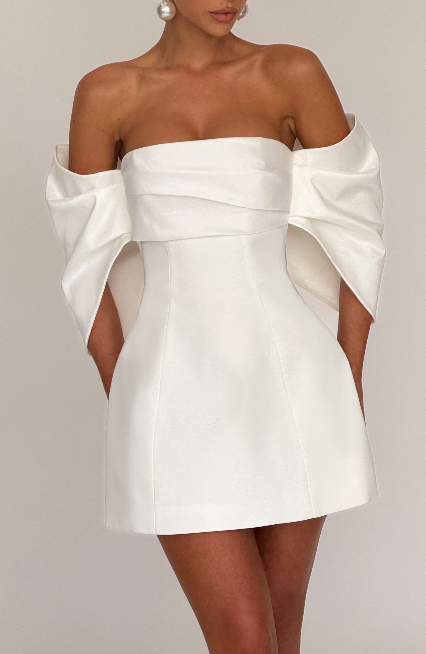 Women's ivory odette strapless mini dress, back view