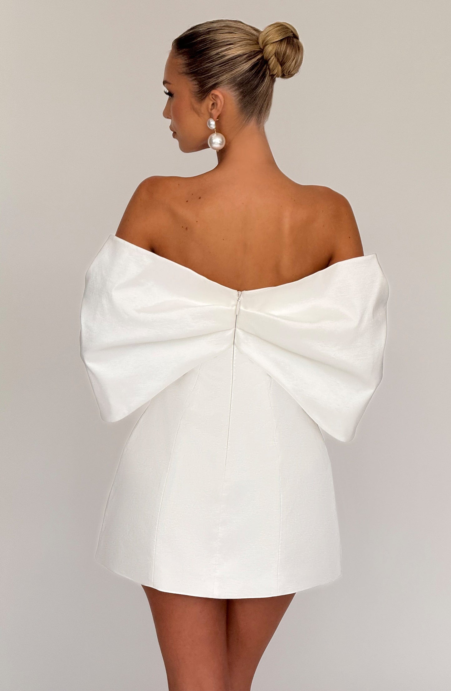 Women's ivory odette strapless mini dress, side view