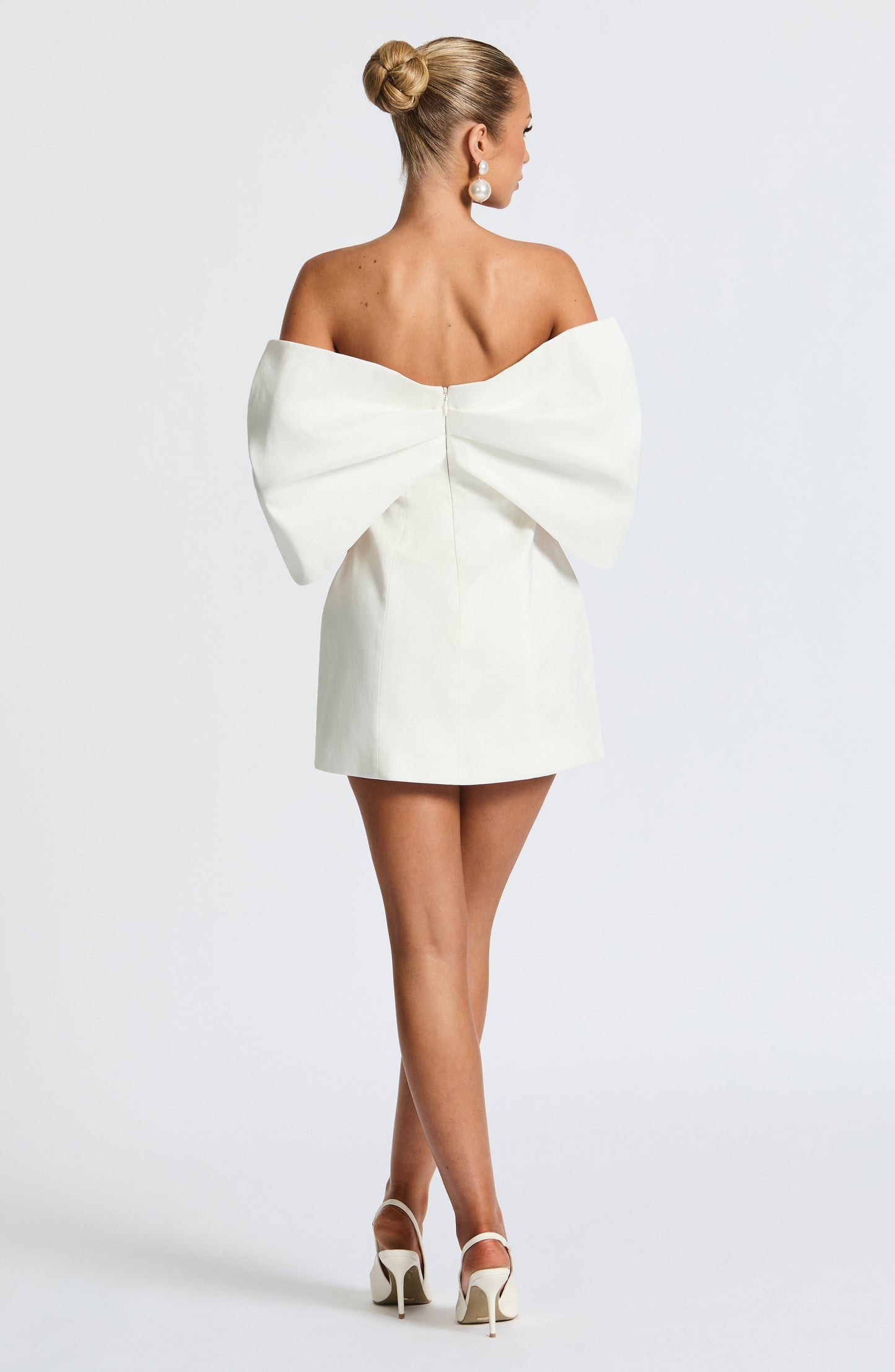 Women's ivory odette strapless mini dress, full length view