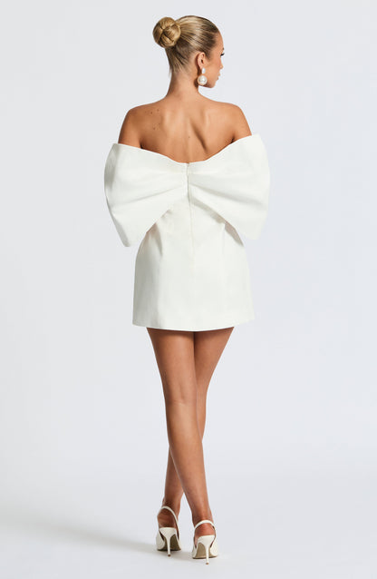 Women's ivory odette strapless mini dress, full length view