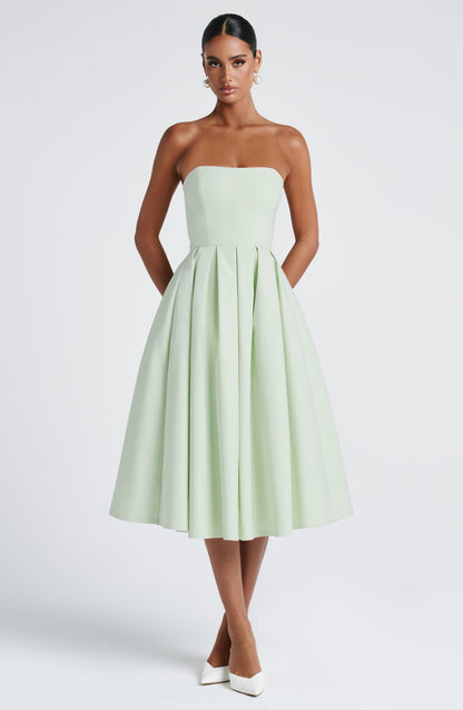 Women's green maeve strapless midi dress, view 8