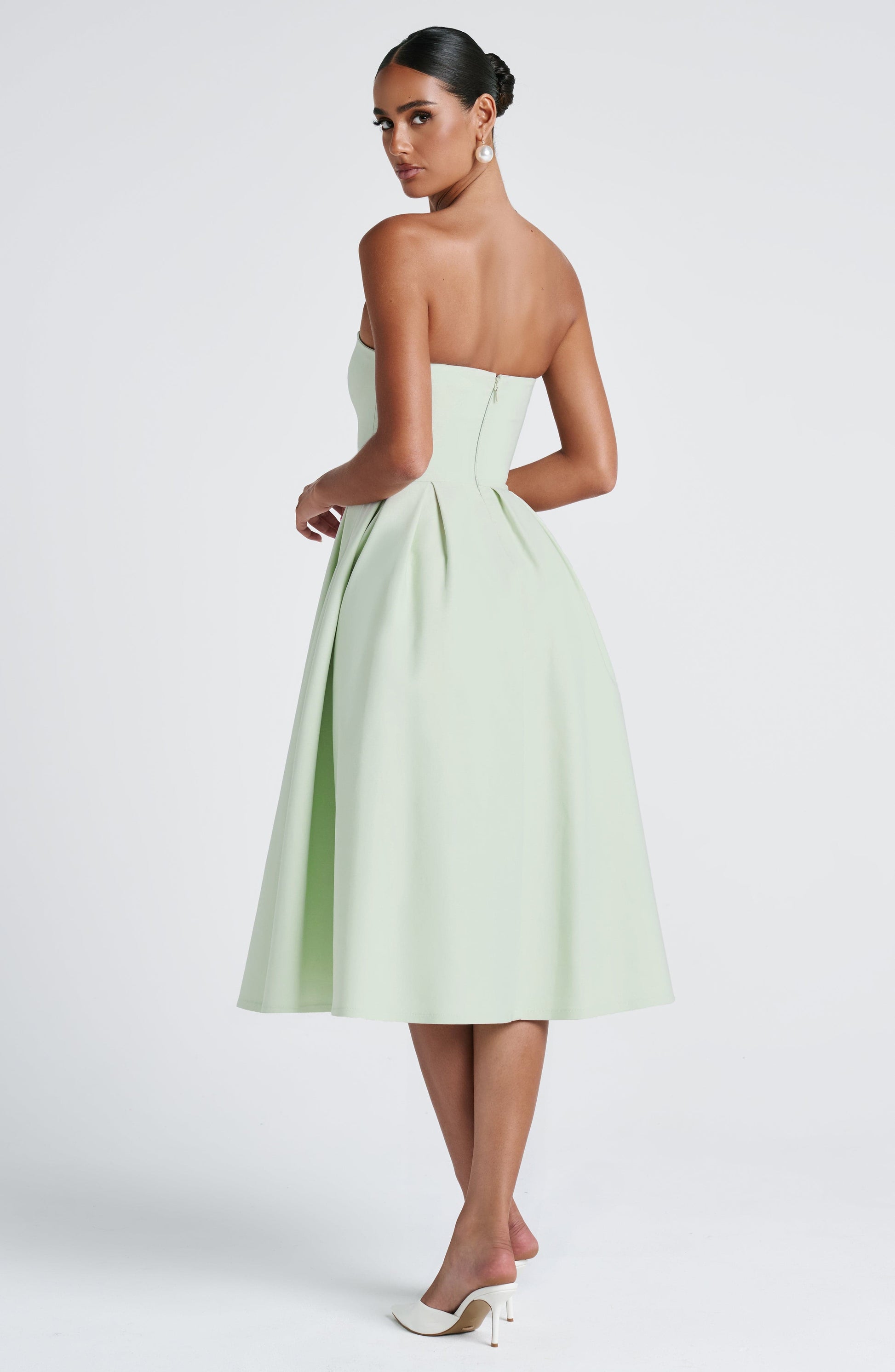 Women's green maeve strapless midi dress, view 9