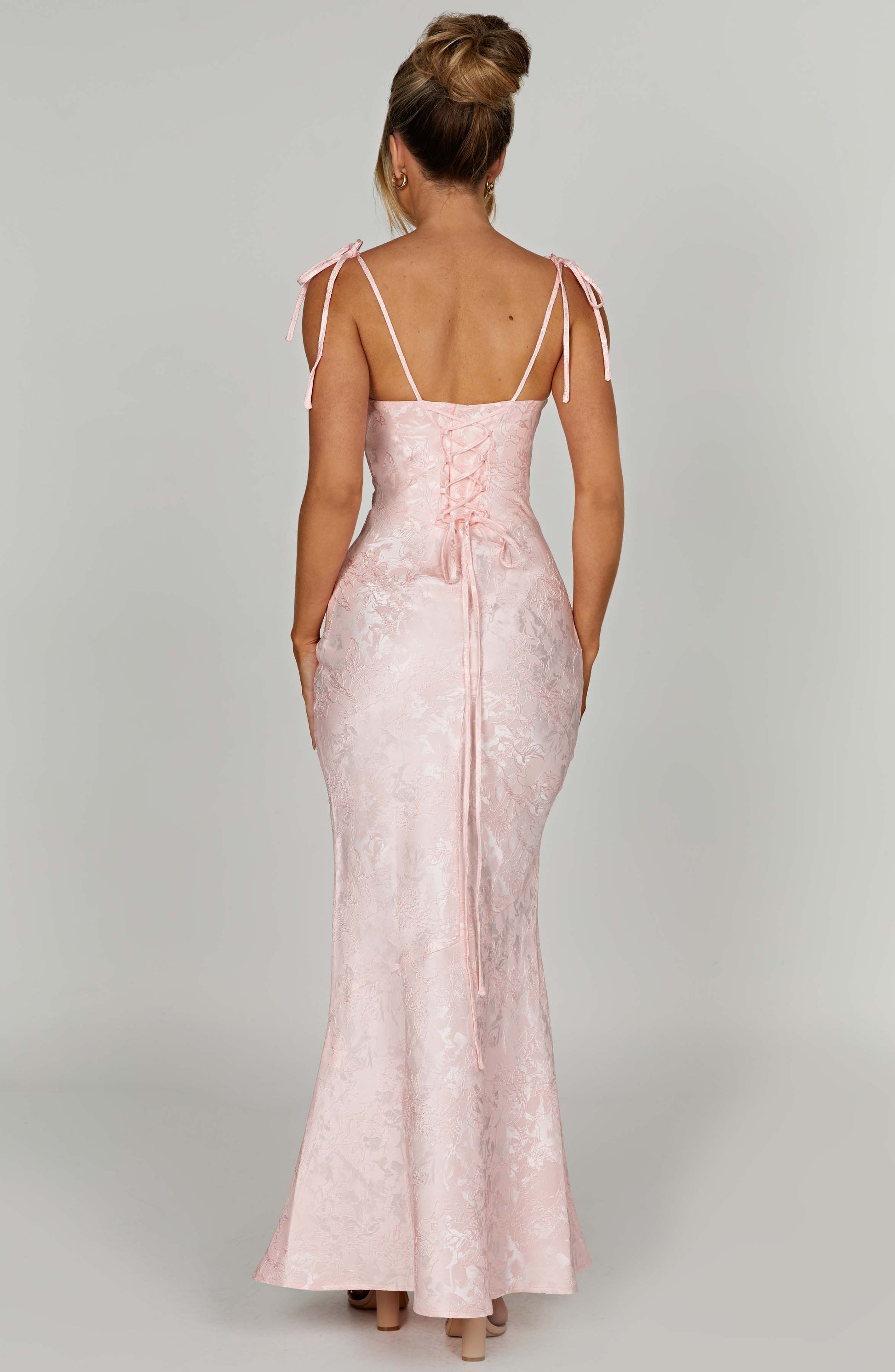 Women's light pink greer square maxi dress, view 8