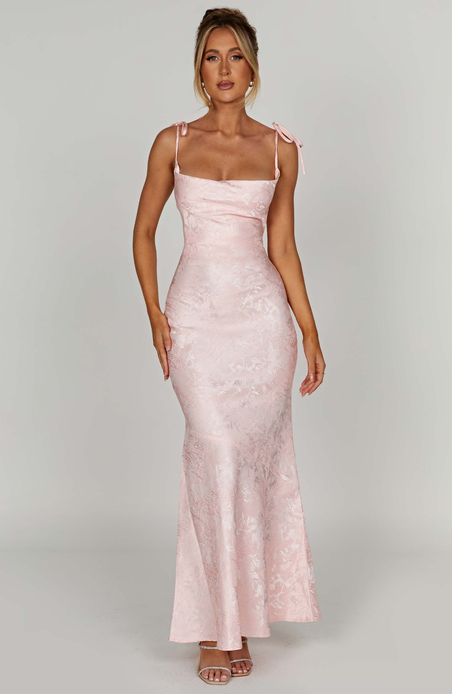 Women's light pink greer square maxi dress, view 9