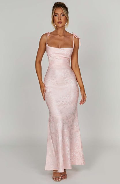 Women's light pink greer square maxi dress, view 9
