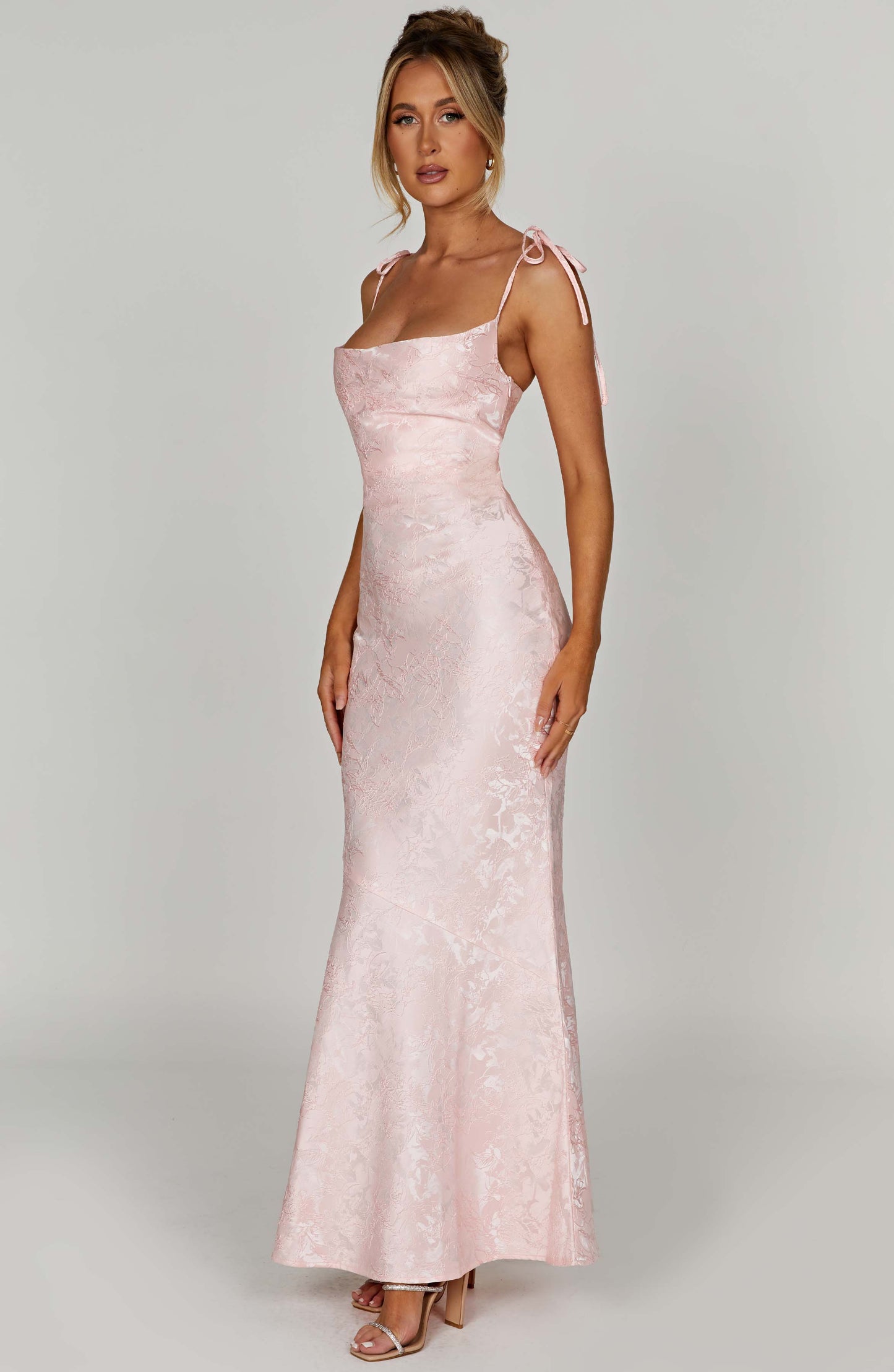 Women's light pink greer square maxi dress, view 10