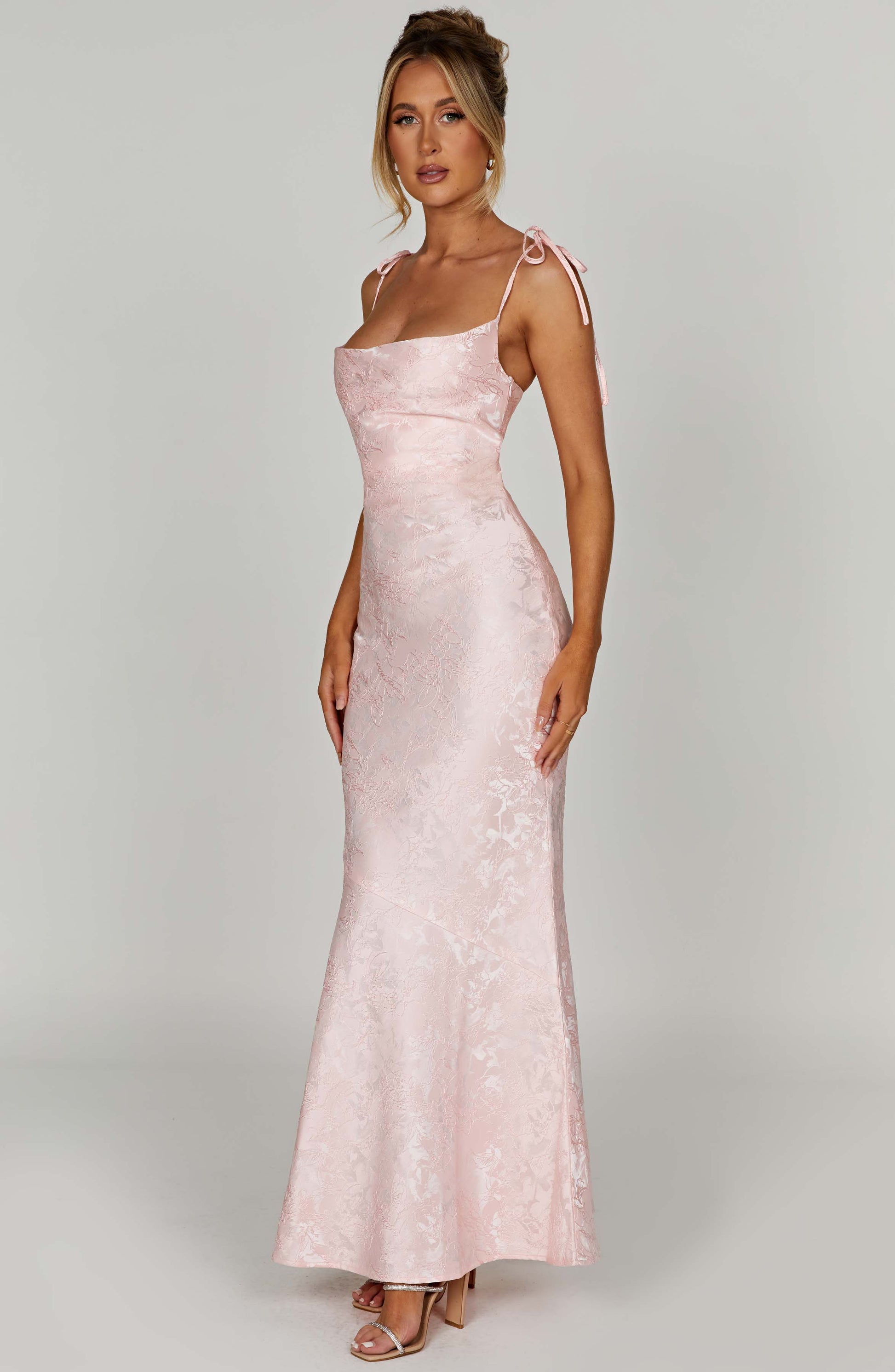 Women's light pink greer square maxi dress, view 10