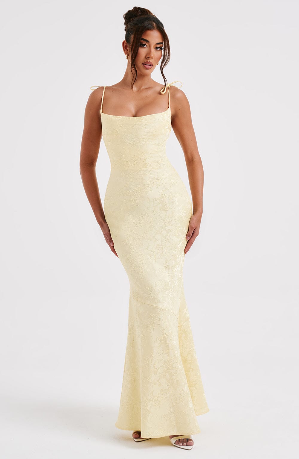 Women's yellow greer square maxi dress, view 8