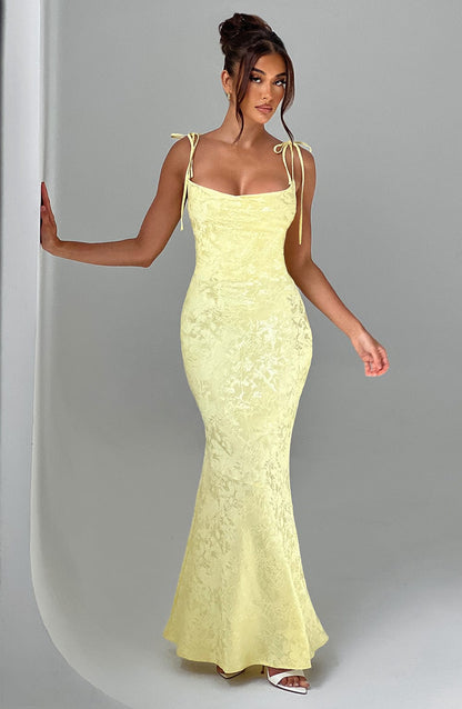 Women's yellow greer square maxi dress, view 9
