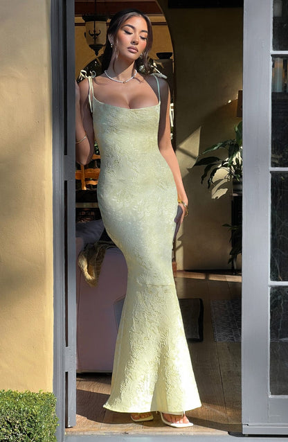 Women's yellow greer square maxi dress, view 10