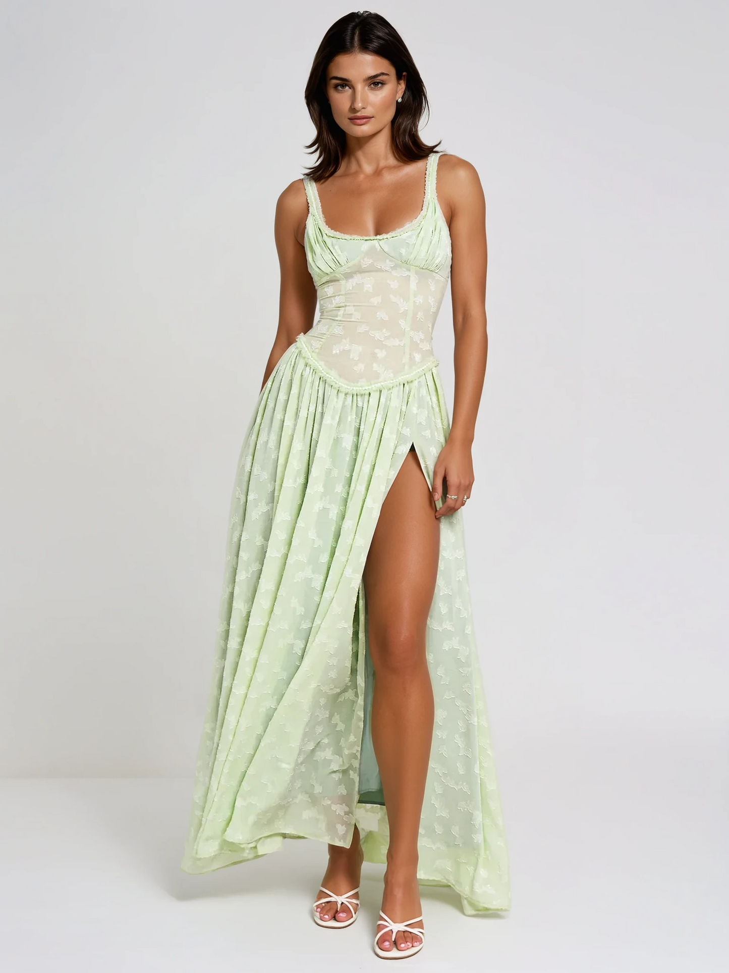 Elessa Circle Green Maxi Dress