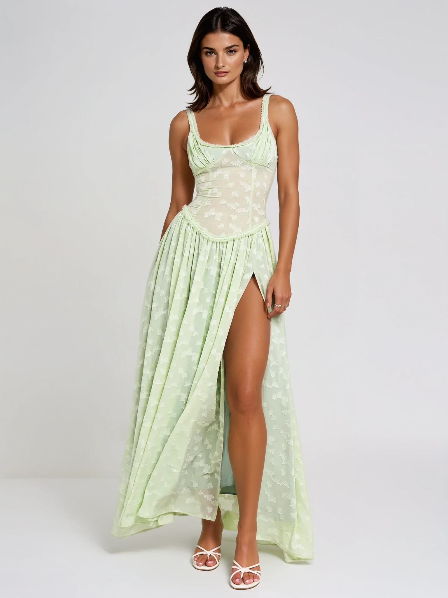 Elessa Circle Green Maxi Dress