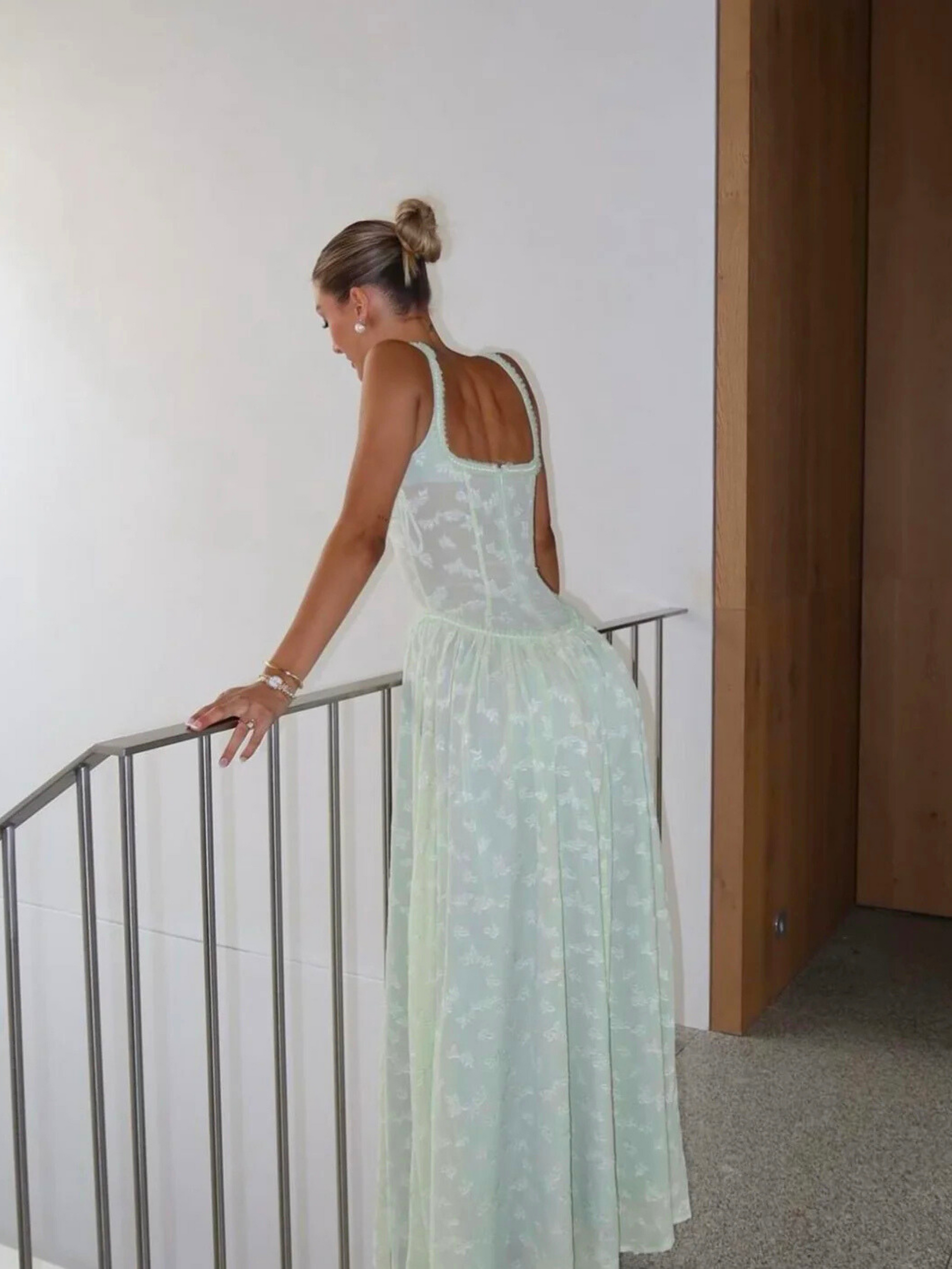 Elessa Circle Green Maxi Dress