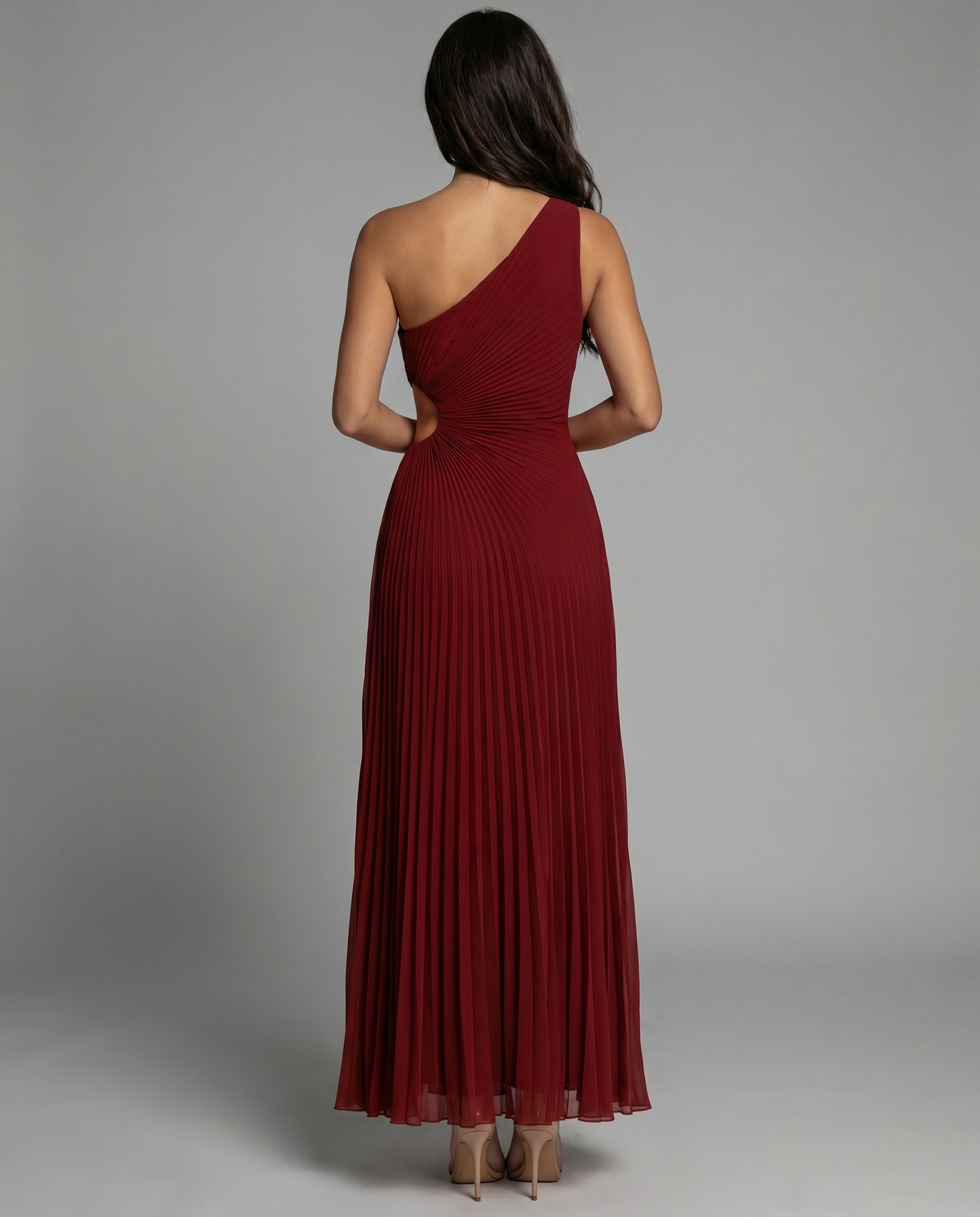 Brooke Pleated Maxi Dress – Burgundy