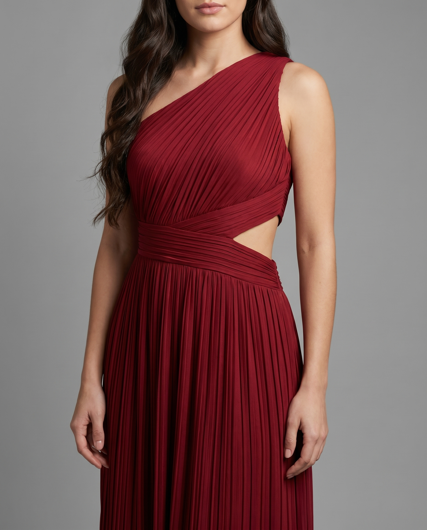 Brooke Pleated Maxi Dress – Burgundy