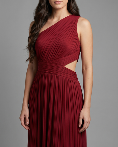 Brooke Pleated Maxi Dress – Burgundy