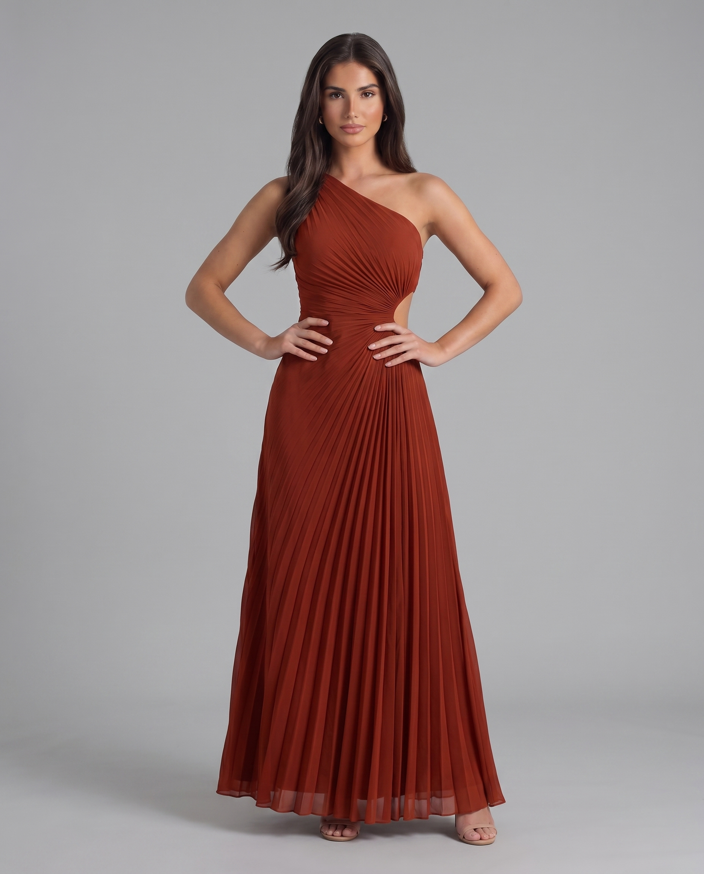 Brooke Pleated Maxi Dress – Burgundy