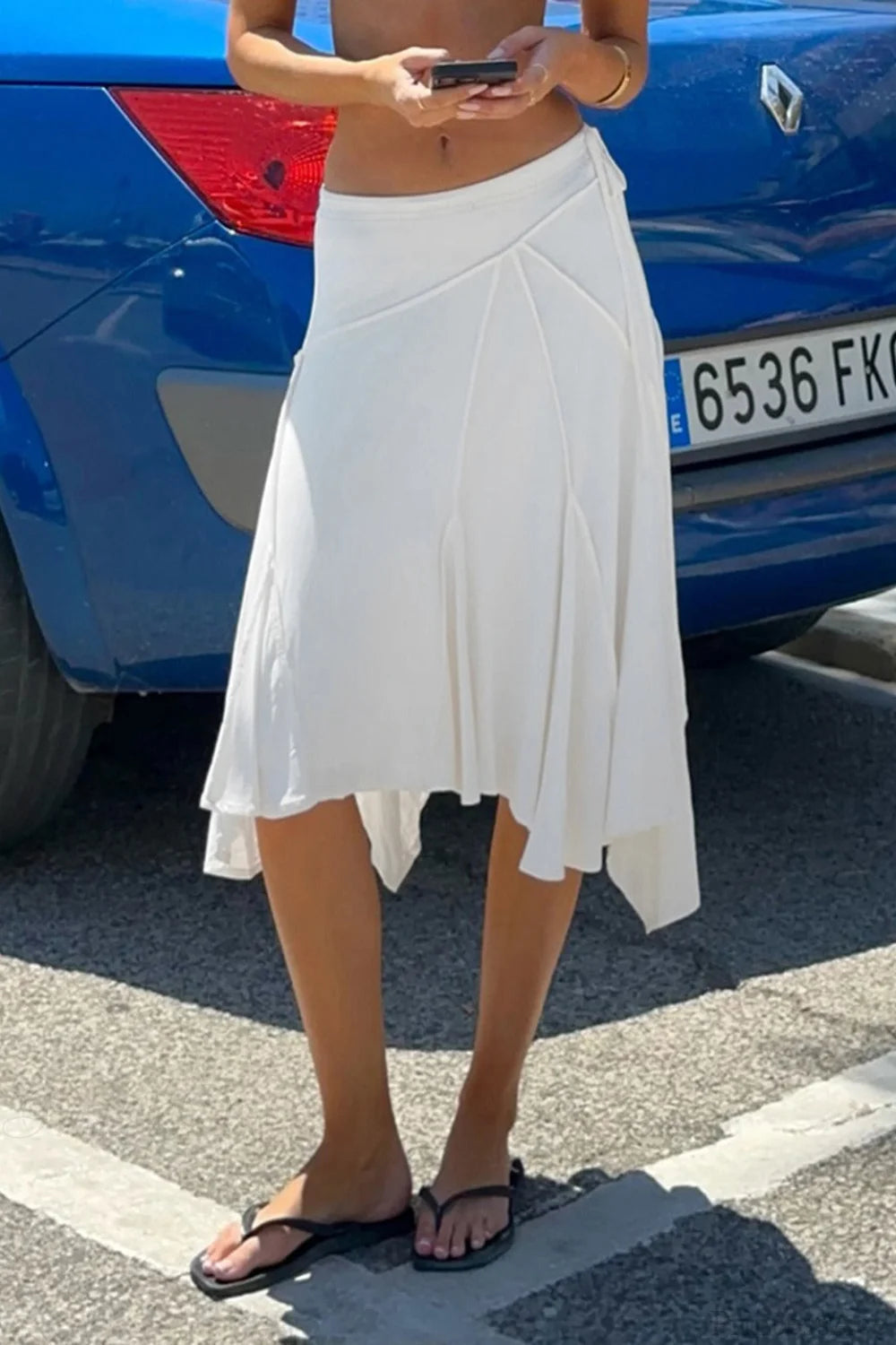Women's multicolor cheyenne asymmetric midi skirt midi skirt, front view
