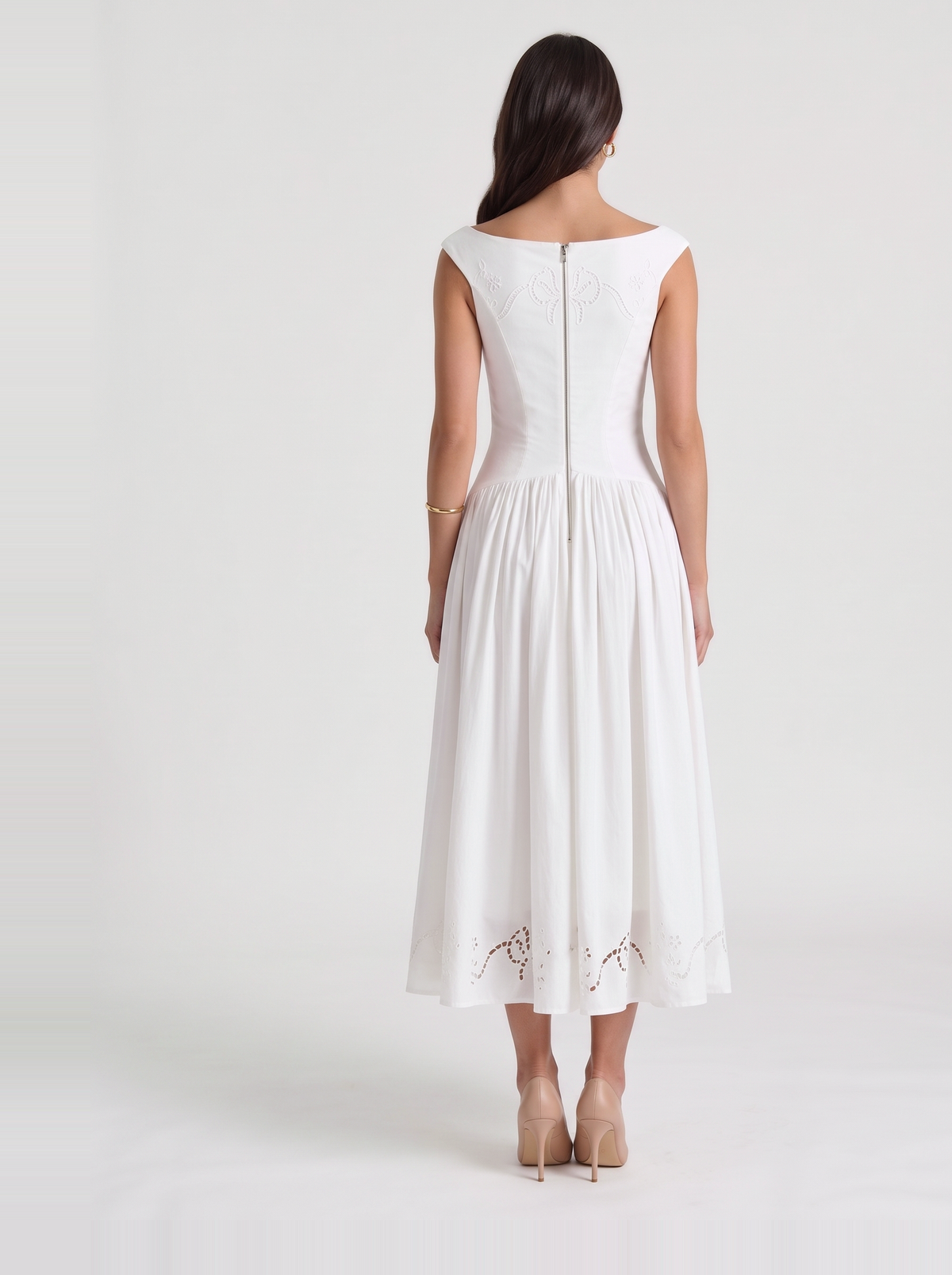 Delfina Eyelet Midi Dress – White