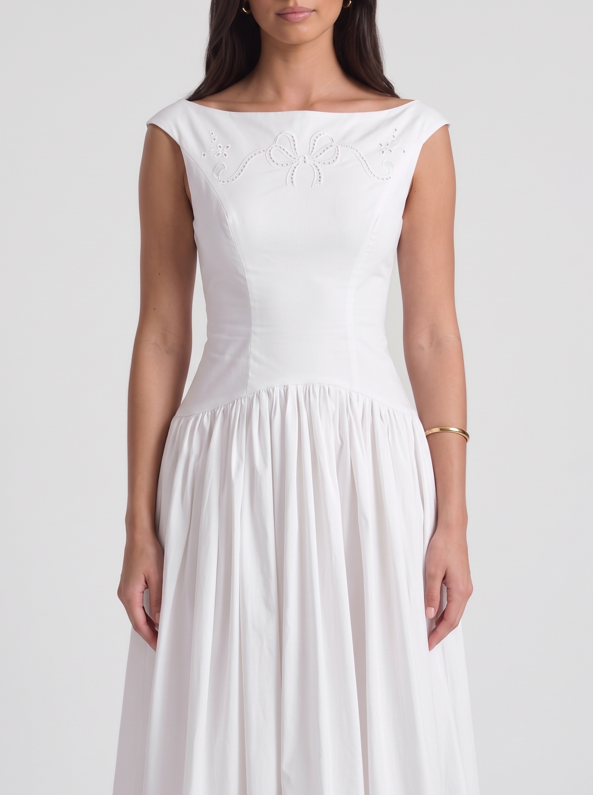 Delfina Eyelet Midi Dress – White