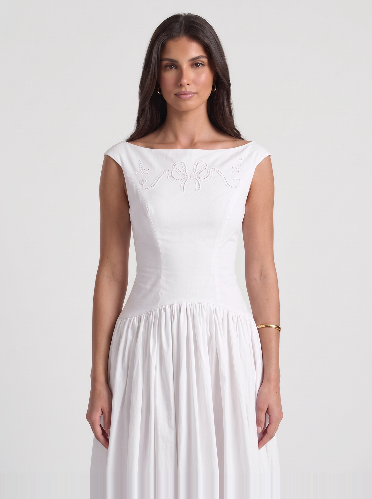 Delfina Eyelet Midi Dress – White