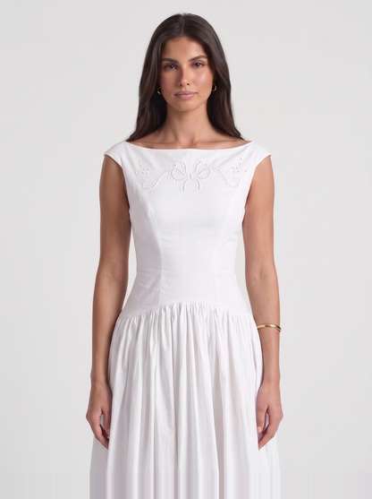 Delfina Eyelet Midi Dress – White