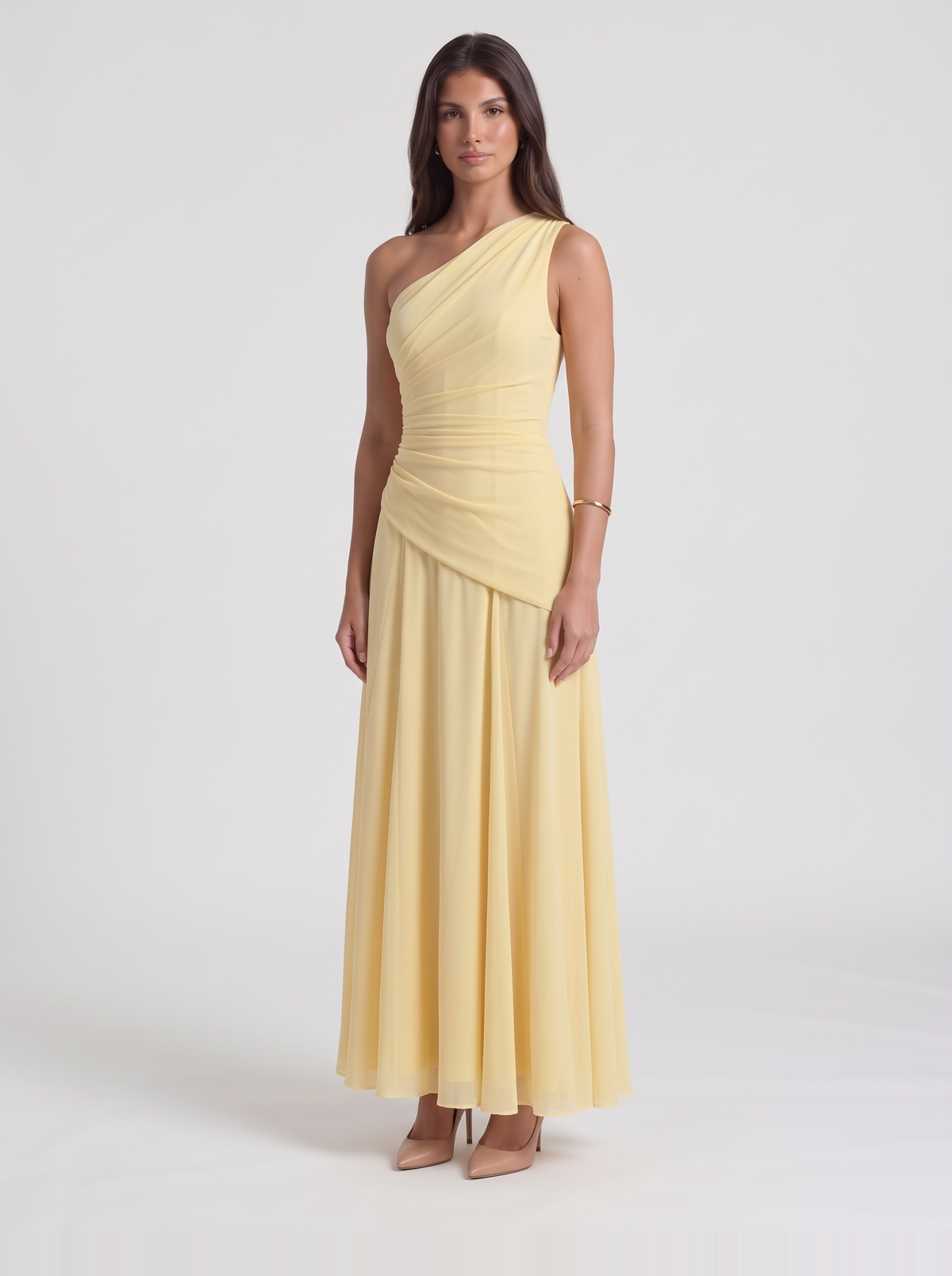 Delphine Mesh Maxi Dress – Yellow