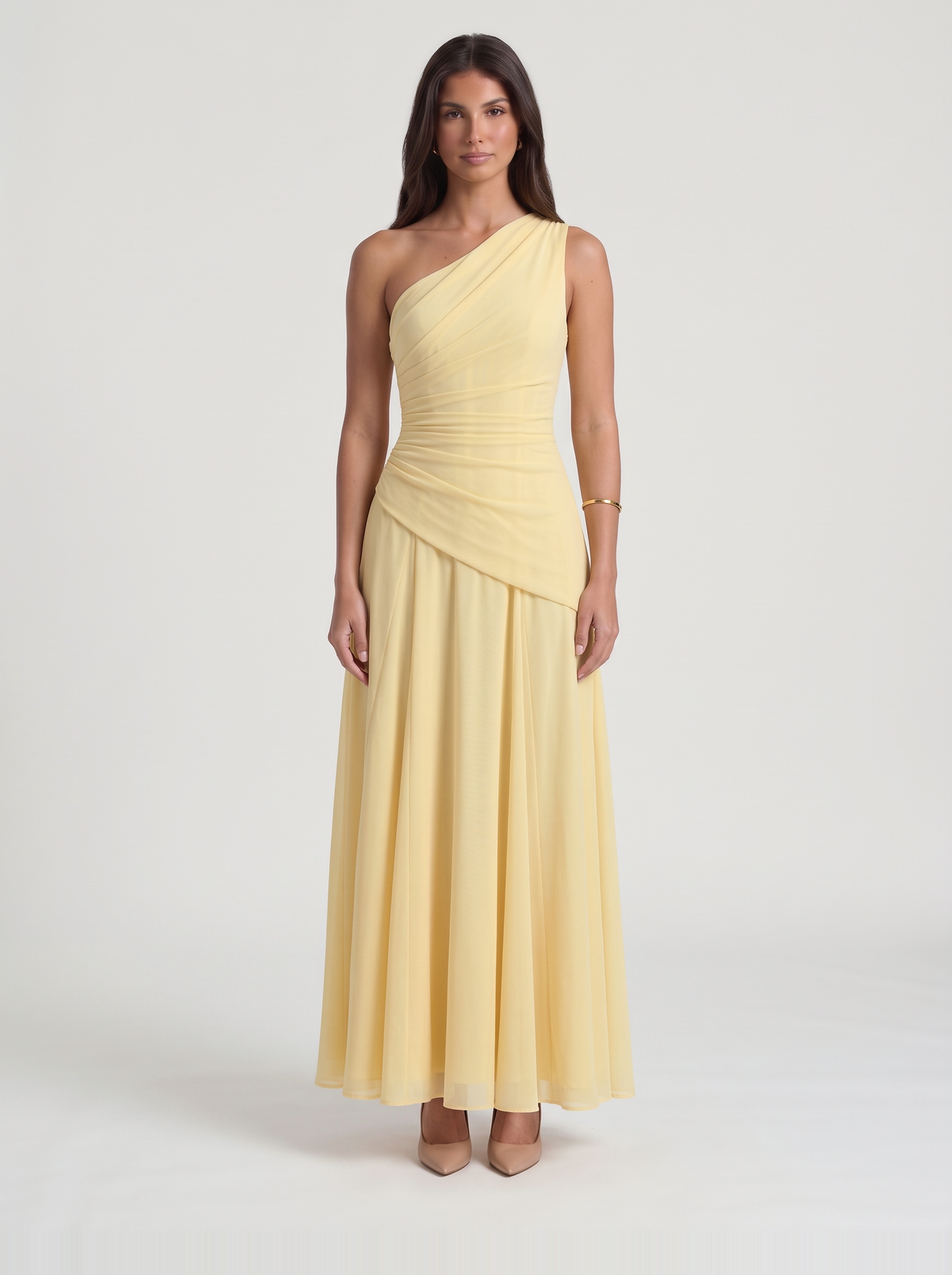 Delphine Mesh Maxi Dress – Yellow