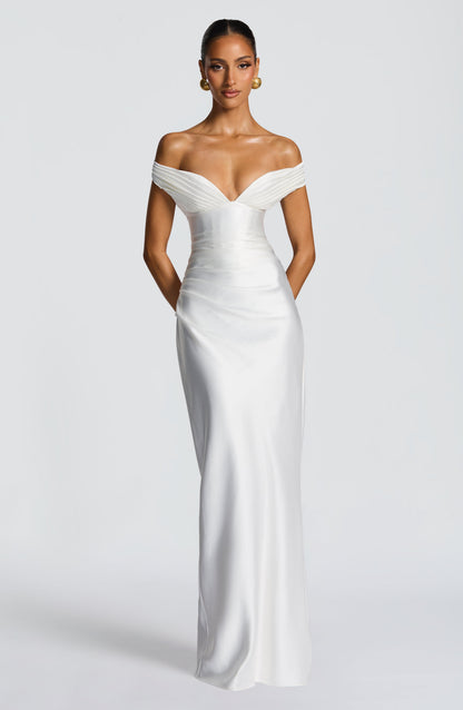 Eloise Pleated Maxi Dress – Ivory