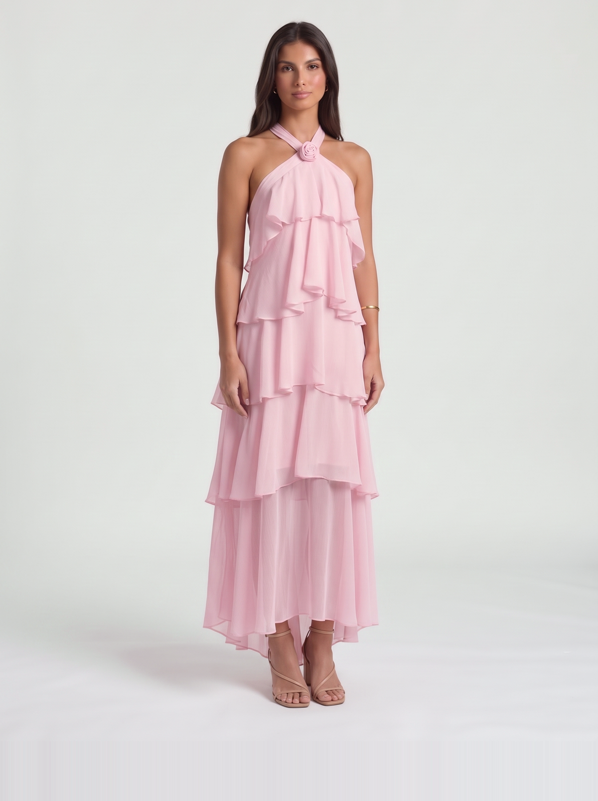 Felicia Tiered Maxi Dress – Pink